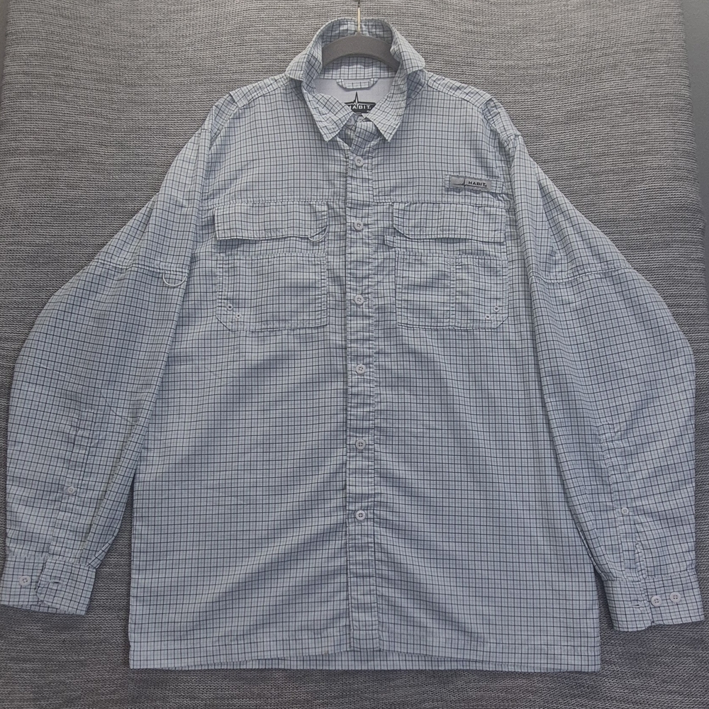 HABIT Light Blue and White Plaid Button-Up Shirt